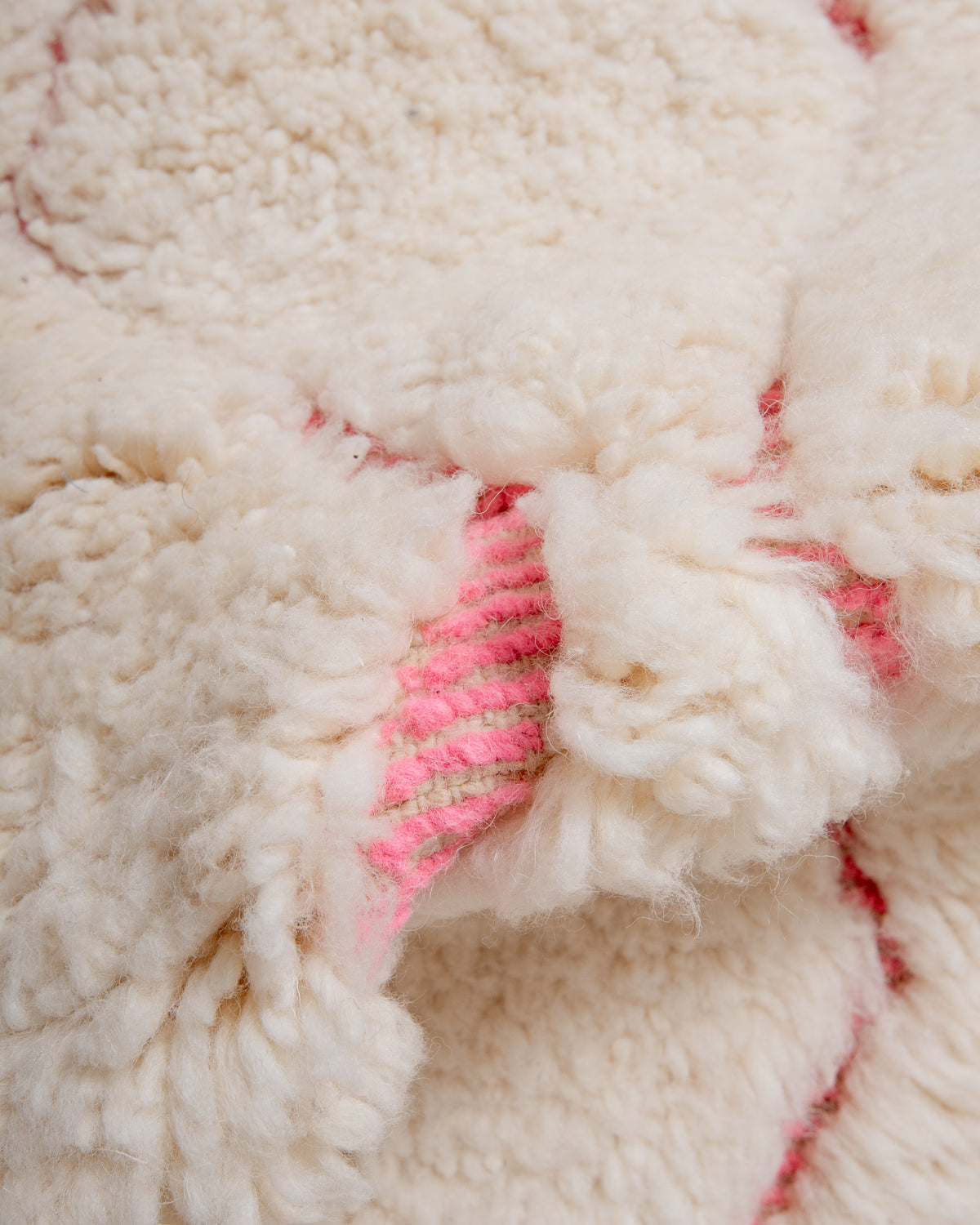 Modern, designer, handcrafted Berber rug from Morocco. Beniourain carpet with beautiful colours and patterns and fluffy wool texture.